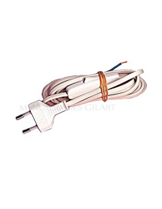 Conexión eléctrica completa en color blanco con interruptor de paso y clavija, longitud de 2 metros.