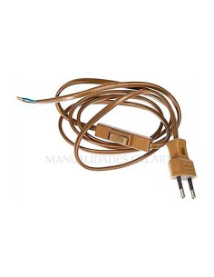 Cable de alimentación dorado con clavija e interruptor 1,5 m resistente y versátil