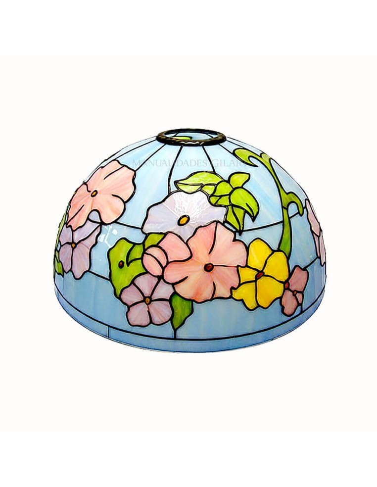 Pantalla Tiffany Pensamientos Minis 25 cm finalizada con plomo de relieve y laca transparente.