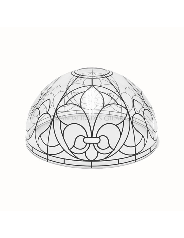 Pantalla Tiffany de metacrilato modelo Flor de Lis 25 cm con dibujo para pintar