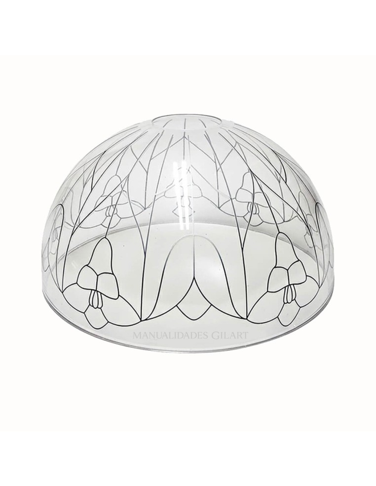 Pantalla Tiffany de metacrilato modelo Tulipanes y Flores 25 cm con dibujo para pintar.