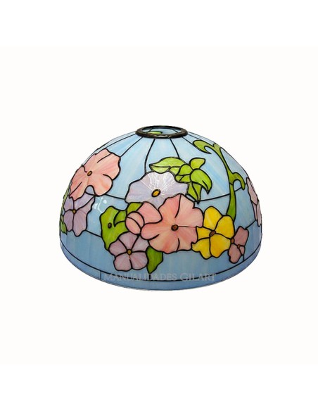 Pantalla Tiffany Pensamientos Minis 20 cm finalizada con plomo de relieve y pintura para cristal.