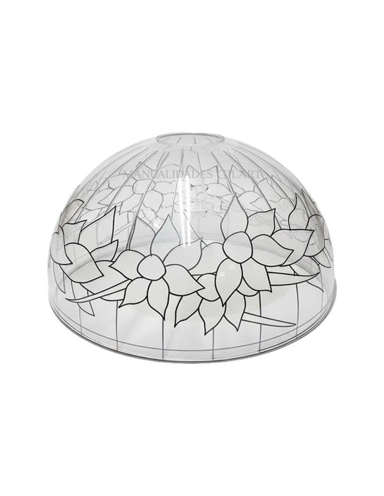Pantalla Tiffany de metacrilato modelo Flores 20 cm con dibujo impreso para reseguir.