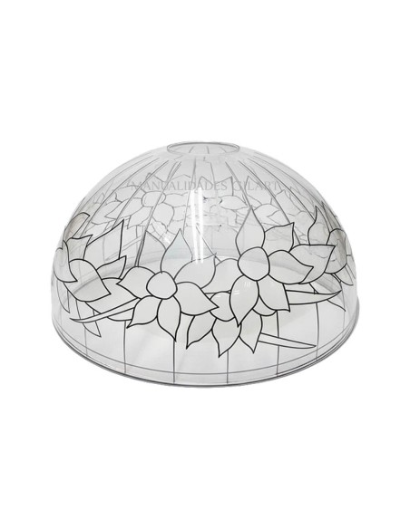 Pantalla Tiffany de metacrilato modelo Flores 20 cm con dibujo impreso para reseguir.