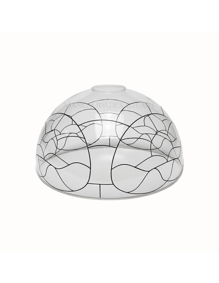 Pantalla Tiffany de metacrilato modelo Flor de Lis 20 cm con dibujo impreso para reseguir.