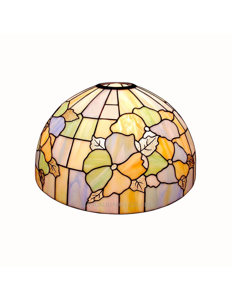 Pantalla Tiffany Pensamientos Grandes 25 cm finalizada con plomo de relieve y pintura.