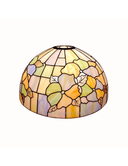 Pantalla Tiffany Pensamientos Grandes 25 cm finalizada con plomo de relieve y pintura.