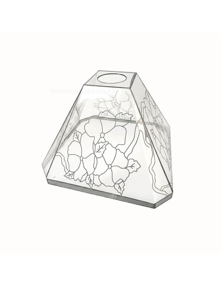 Pantalla Tiffany de metacrilato octogonal 25 cm con dibujo de pensamientos para pintar
