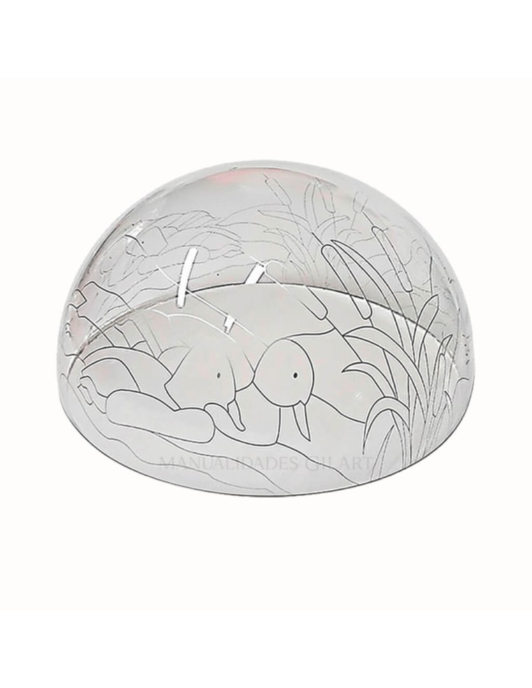 Pantalla Tiffany de metacrilato 30 cm modelo Patos en el Lago con dibujo para pintar.