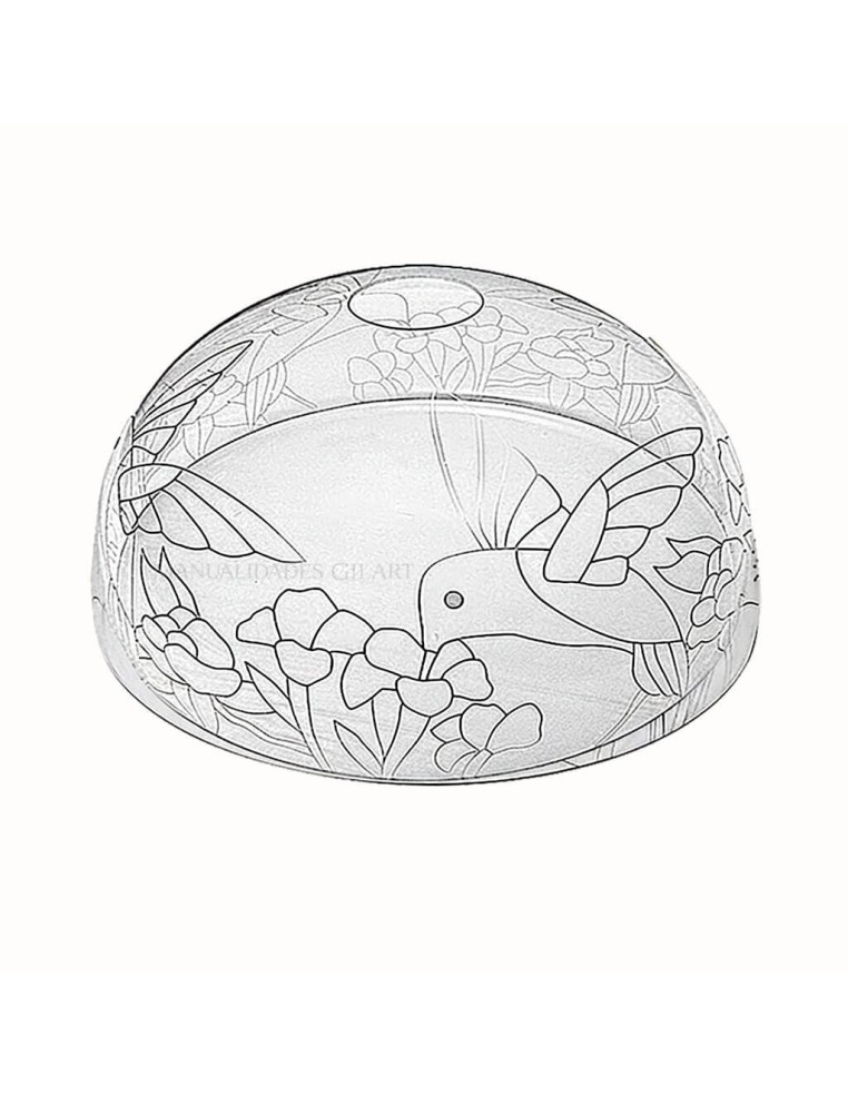 Pantalla Tiffany de metacrilato 30 cm modelo Colibrí con dibujo para pintar