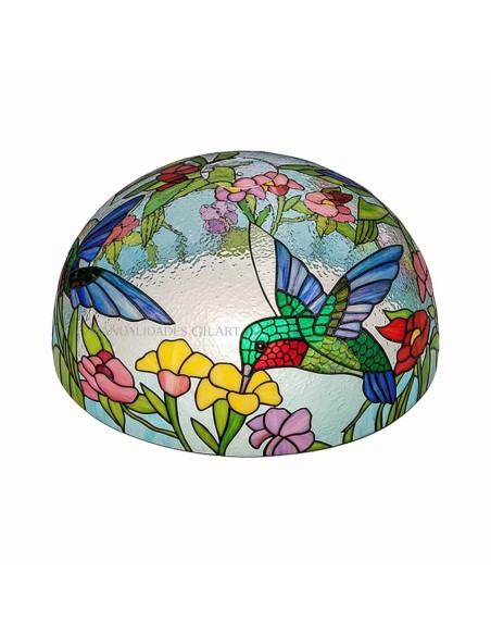Muestra pintada de la pantalla Colibrí 30 cm con colores vibrantes y efectos de luz
