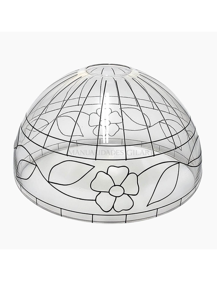 Pantalla Tiffany de metacrilato 40 cm modelo Cenefa Flores con dibujo para pintar