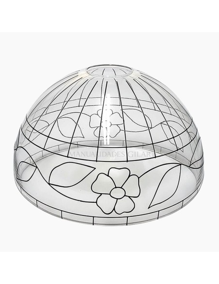 Pantalla Tiffany de metacrilato 40 cm modelo Cenefa Flores con dibujo para pintar