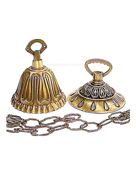 Florón ornamental de 85 mm fabricado en fundición de zamac con acabado cobre envejecido para lámparas estilo Tiffany.