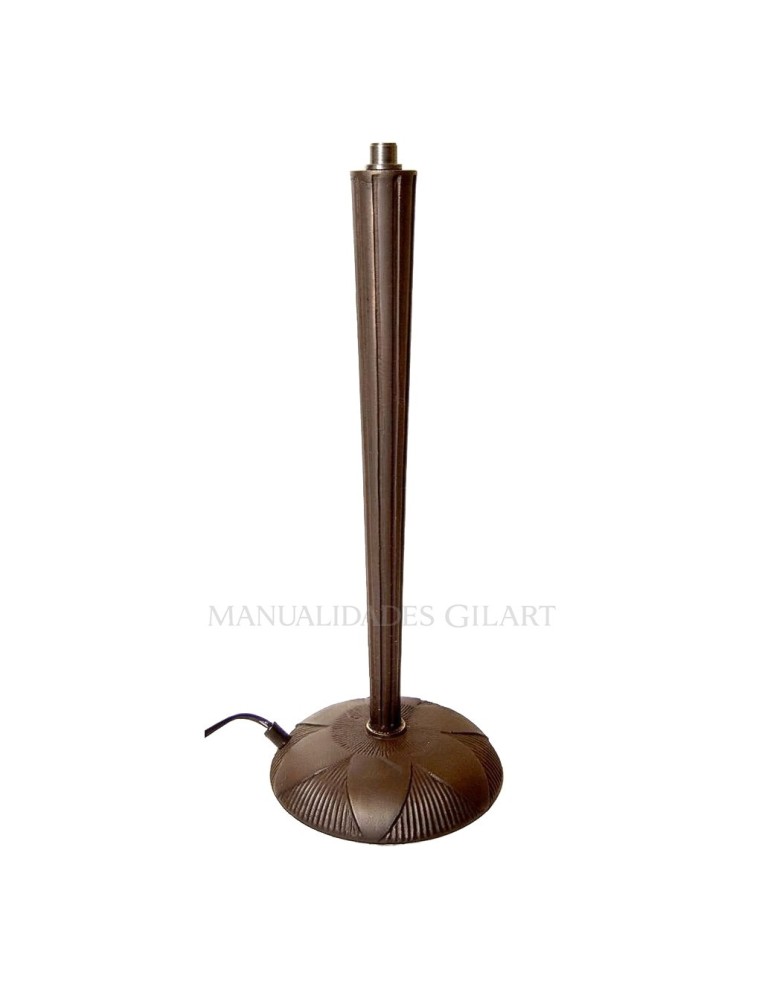 Pie de lámpara cónico fabricado en zamac con acabado Tiffany oscuro de 33 cm.