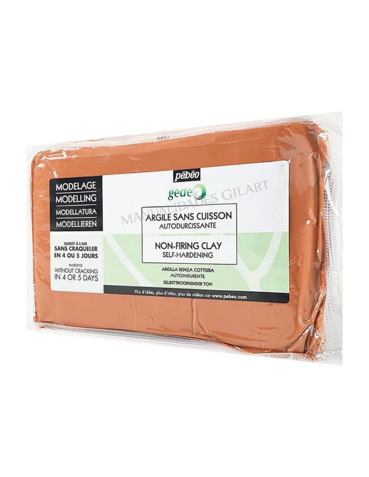Pasta de arcilla roja natural Gédéo Pébéo de 1,5 kg para modelado y escultura sin horno.