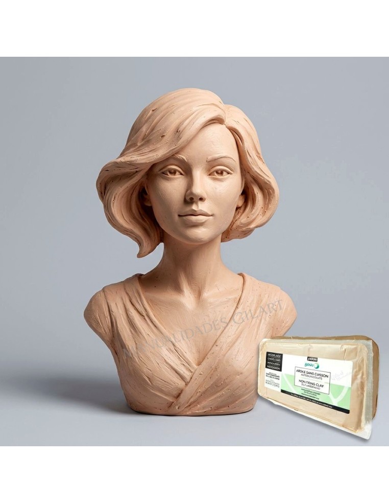 Busto artístico esculpido con arcilla blanca autoendurecible Pébéo de acabado profesional.