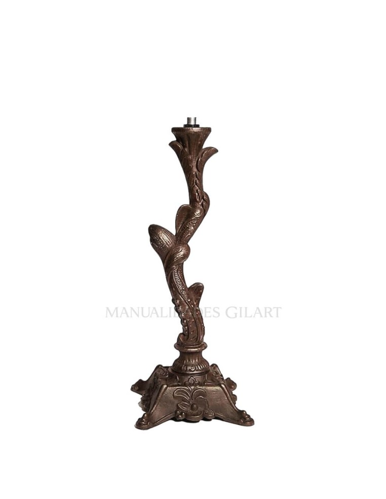 Pie de lámpara estilo árbol de 31 cm en zamac con baño Tiffany oscuro.