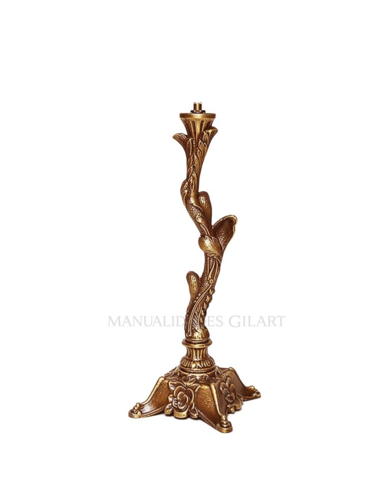 Pie de lámpara tipo árbol en zamak bronce envejecido para proyectos de iluminación.