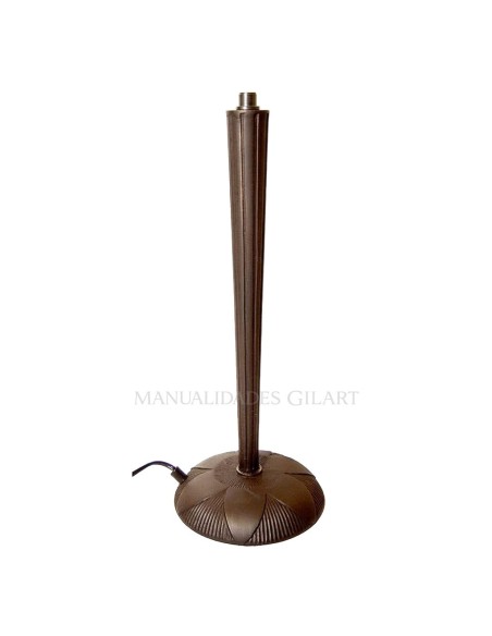 Pie de lámpara cónico en zamak con acabado Tiffany oscuro para manualidades.