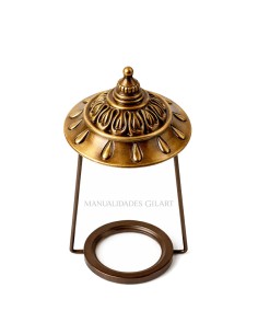 Soporte tipo lira en zamak cobre envejecido de 120x85mm para lámparas.