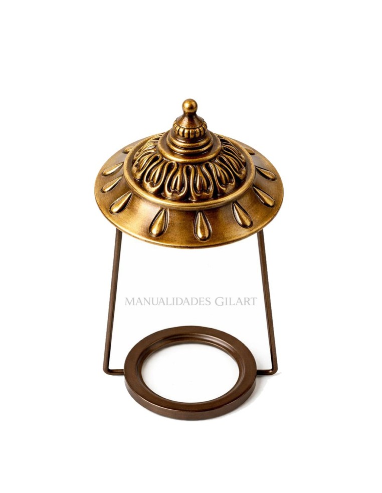 Soporte tipo lira en zamak cobre envejecido de 120x85mm para lámparas.