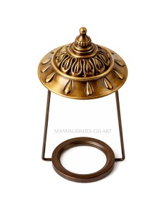 Soporte tipo lira de gran formato en zamak cobre envejecido para pantallas Tiffany.