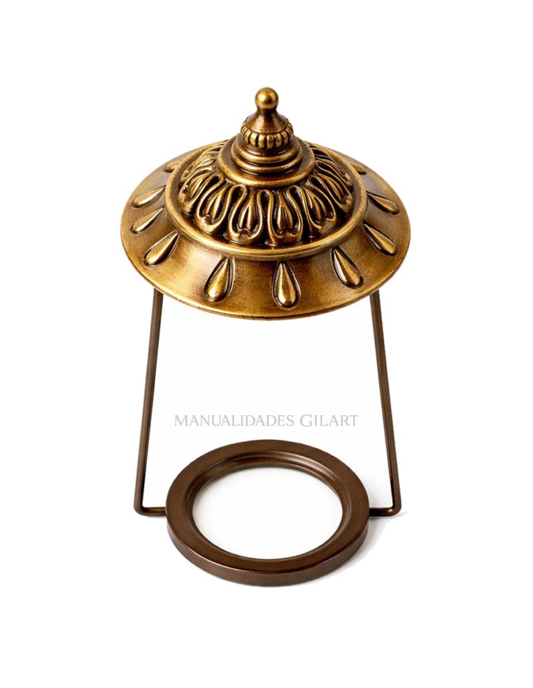 Soporte tipo lira de gran formato en zamak cobre envejecido para pantallas Tiffany.