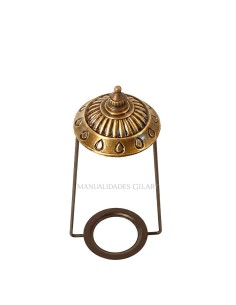 Soporte tipo lira en zamak acabado cobre envejecido para montaje de pantallas.