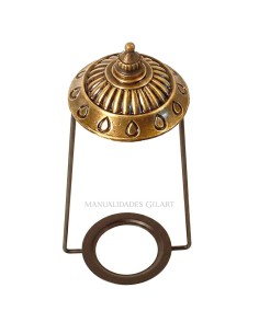 Soporte tipo lira en zamak acabado cobre envejecido de 150mm para pantallas.