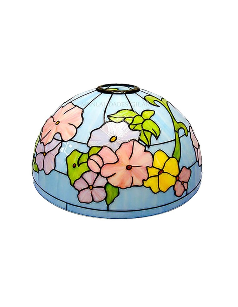 Pantalla Tiffany de metacrilato Pensamientos de 25 cm terminada con efecto vitral.