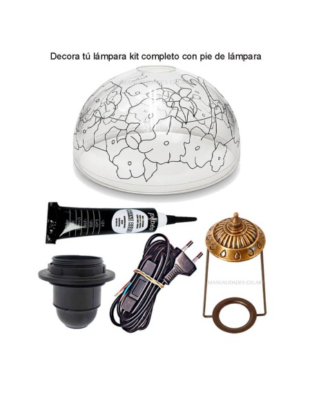 Kit de pantalla Tiffany metacrilato Pensamientos 25 cm para pintar, sin pie de lámpara.