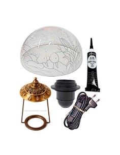 Kit de pantalla Tiffany metacrilato Patos en el lago 30 cm para pintar, sin pie de lámpara.