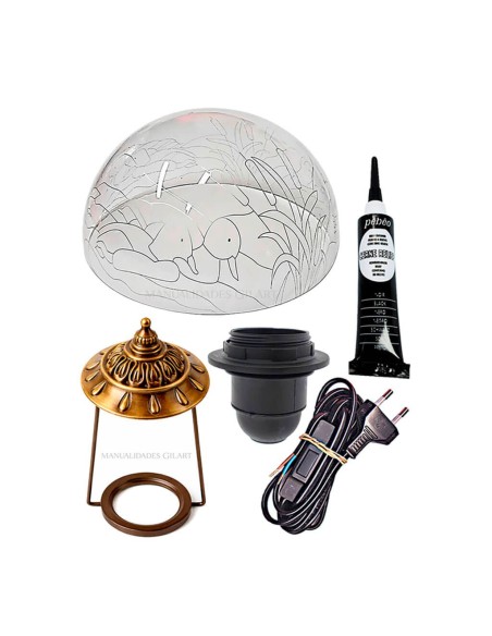 Kit de pantalla Tiffany metacrilato Patos en el lago 30 cm para pintar, sin pie de lámpara.