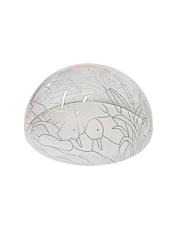 Pantalla Tiffany de metacrilato transparente de 30 cm con diseño Patos en el lago premarcado.