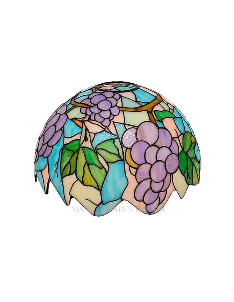 Detalle del diseño de uvas impreso en metacrilato de 25 cm con borde recortado.