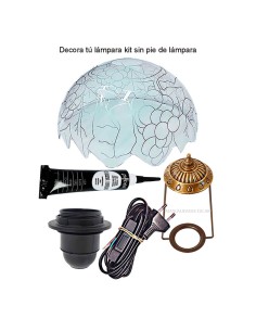 Contenido del Kit Pantalla Tiffany Uvas 25 cm: metacrilato recortado y accesorios sin pie.