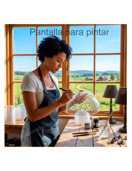 Artista revisando el diseño premarcado patos en la pantalla de metacrilato antes de pintar.