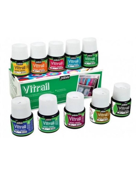 Comprar Set 10 Pinturas Pebeo Vitrail Solvente | Gilart Manualidades