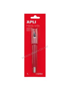 Presentación en blíster del Cuchillo de Precisión Hobby Apli 13751 con tapón de seguridad.