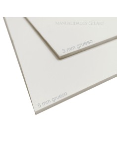 Plancha de cartón pluma blanco tamaño A3 disponible en grosores de 3 mm y 5 mm.