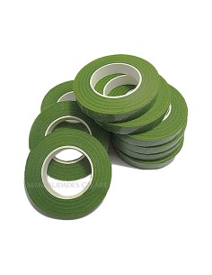 Cinta floral verde 12 mm x 30 metros, tape decorativo para manualidades y floristería.