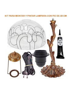Kit completo de lámpara Tiffany Ornamento pantalla metacrilato 25 cm y pie de árbol con accesorios.