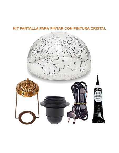 Kit de pantalla Tiffany metacrilato Pensamientos 25 cm para pintar, sin pie de lámpara.