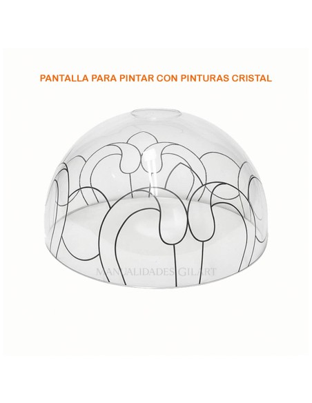 Pantalla Tiffany de metacrilato transparente de 25 cm con diseño Ornamento premarcado para pintar.