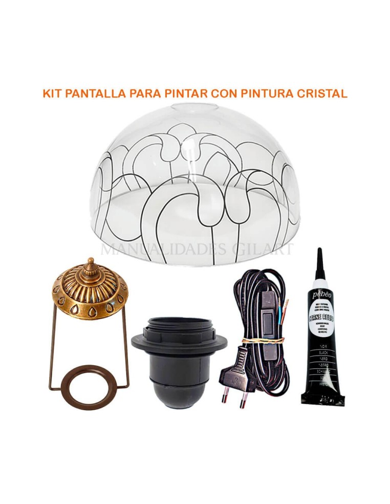 Kit de pantalla Tiffany metacrilato Ornamento 25 cm para pintar, sin pie de lámpara.