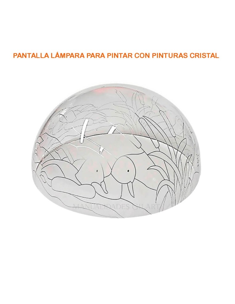 Pantalla Tiffany de metacrilato transparente de 30 cm con diseño Patos en el lago premarcado.