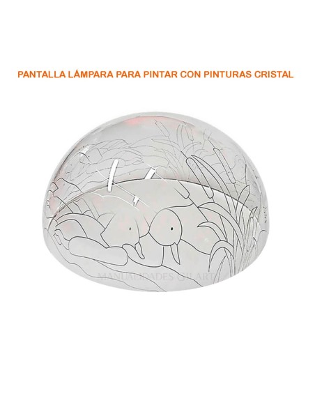 Pantalla Tiffany de metacrilato transparente de 30 cm con diseño Patos en el lago premarcado.