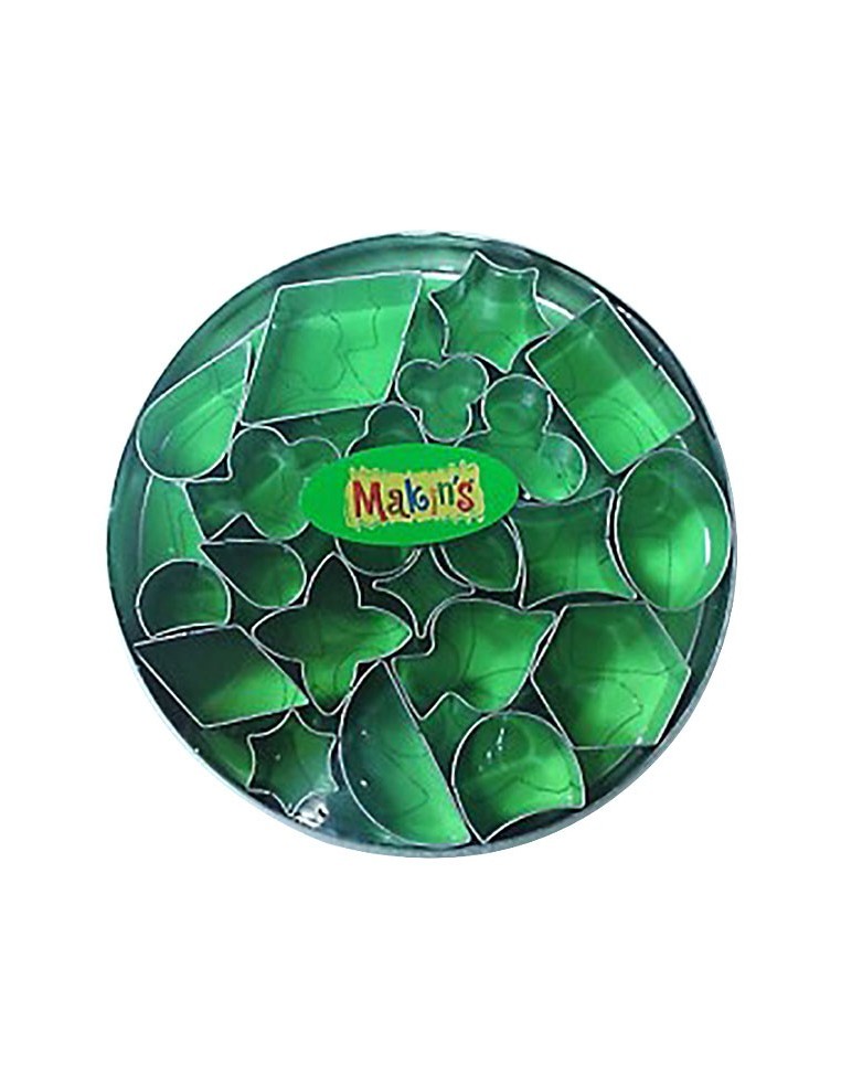 Cortadores Geométricos Makins 22 piezas en estuche metálico para bisutería y arcilla