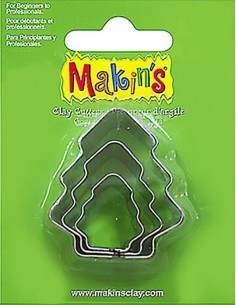 Cortadores metálicos con forma de abeto Makins set de 3 piezas para modelado navideño